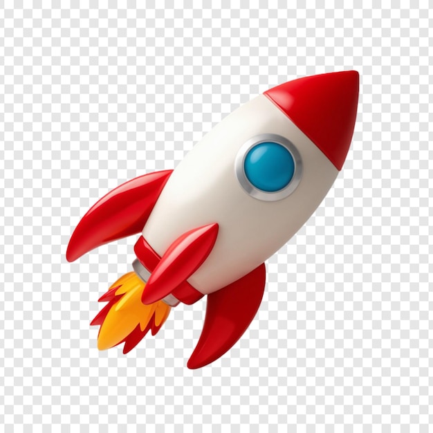 a rocket with a red cap on it