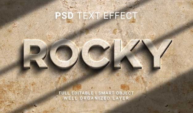 PSD rocky 3d style text effect