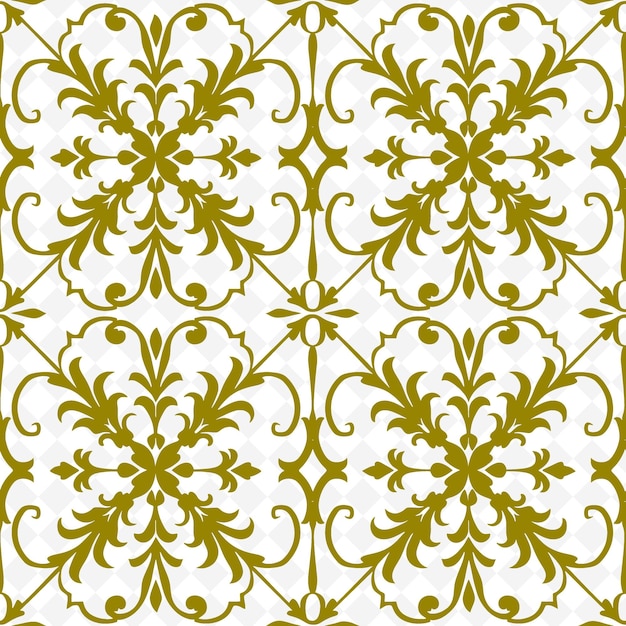 Rococo Ornate Pattern With Rococo Icon and Curved Lines With Nature Inspired Abstract Outline Art