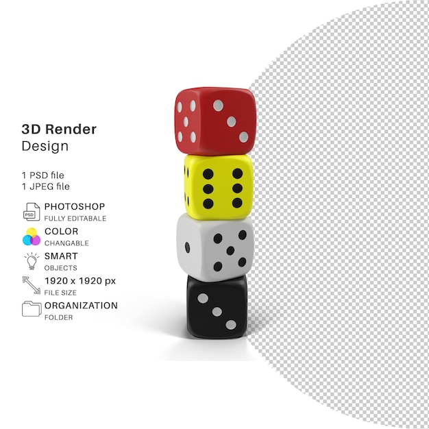 Role Playing Game Dice 3D Modeling PSD File Realistic Dice