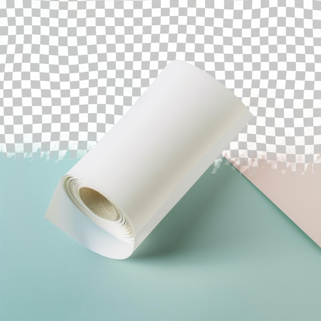 PSD a roll of paper is on a blue table