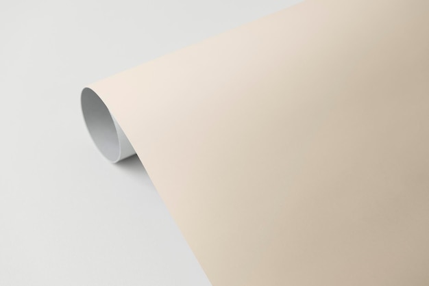 Rolled beige poster mockup psd