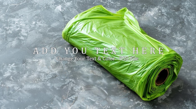 PSD rolled green plastic bag