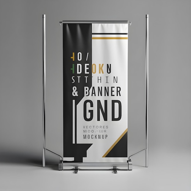 PSD rollup banner with stand vector mockup roller banner mockup