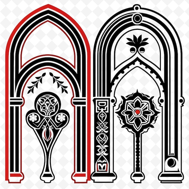 Romanesque With Rounded Arches Borderline Design Decorated W PNG Unique Stylized Motifs Designs