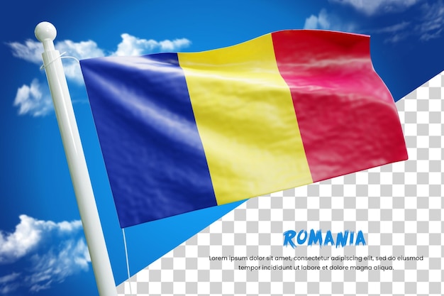 Romania realistic flag 3d render isolated or 3d Romania waving flag illustration