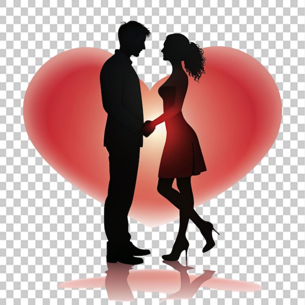 romantic couple silhouette illustration design on transparent background