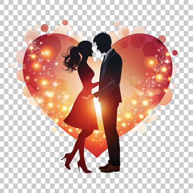 romantic couple silhouette illustration design on transparent background