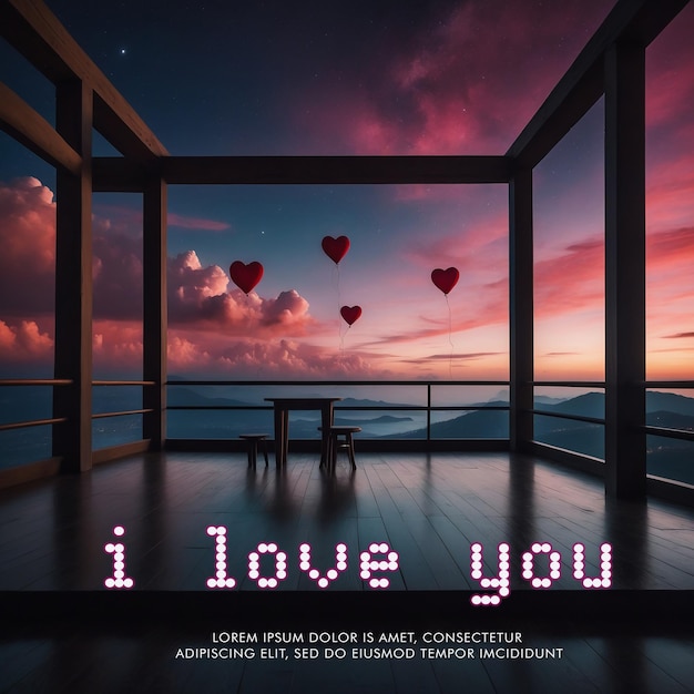 PSD romantic love background template