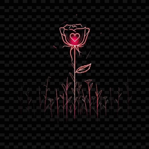 PSD romantic neon love forest inside a silhouette rose landscape png y2k fairy tale inspired designs