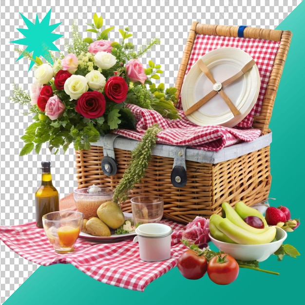 PSD romantic picnic set on transparent background