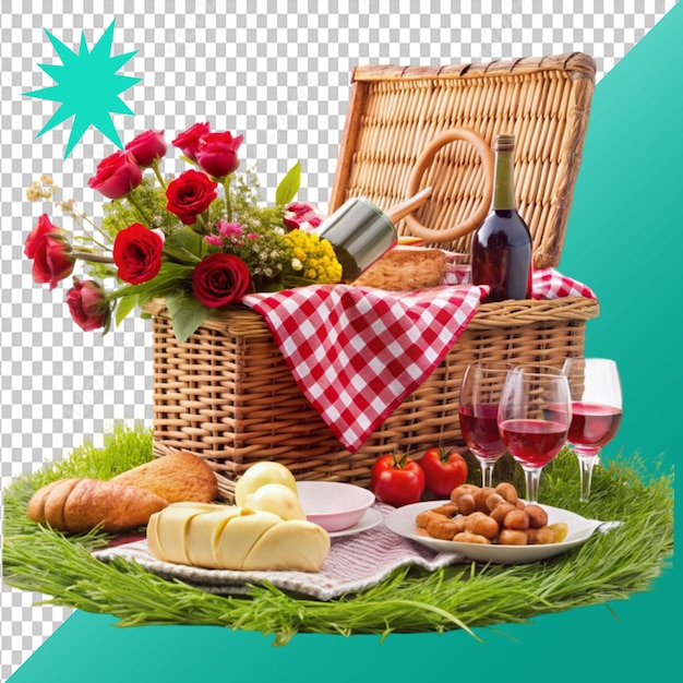 PSD romantic picnic set on transparent background