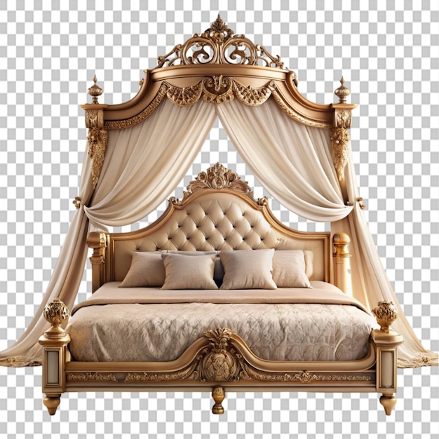 romantic royal bed on transparent background