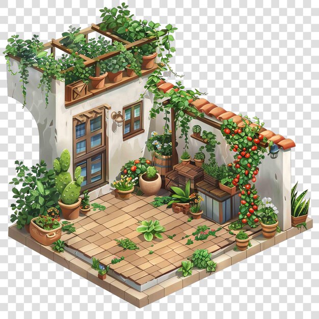 PSD rooftop gardens transparent background realistic element