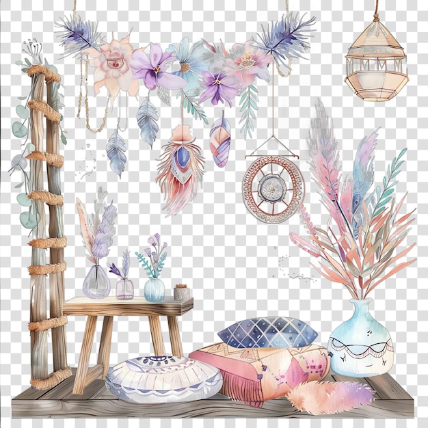 PSD room decor illustration watercolor