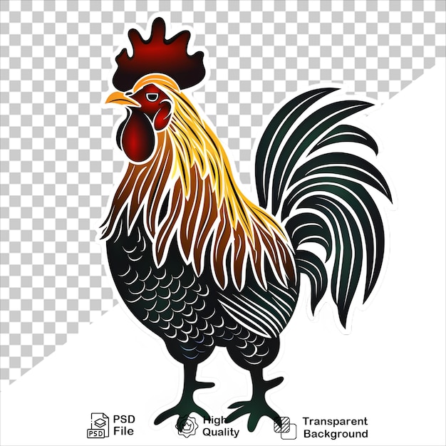 PSD rooster artwork with illustrative detail