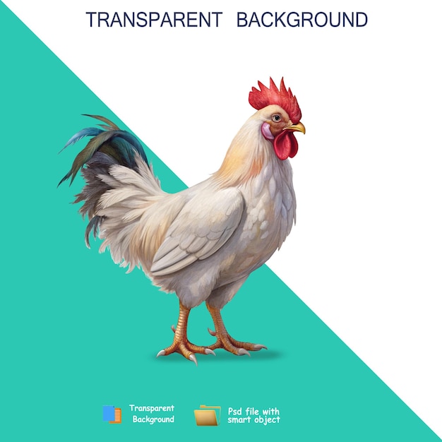 PSD rooster chicken full png transparent background