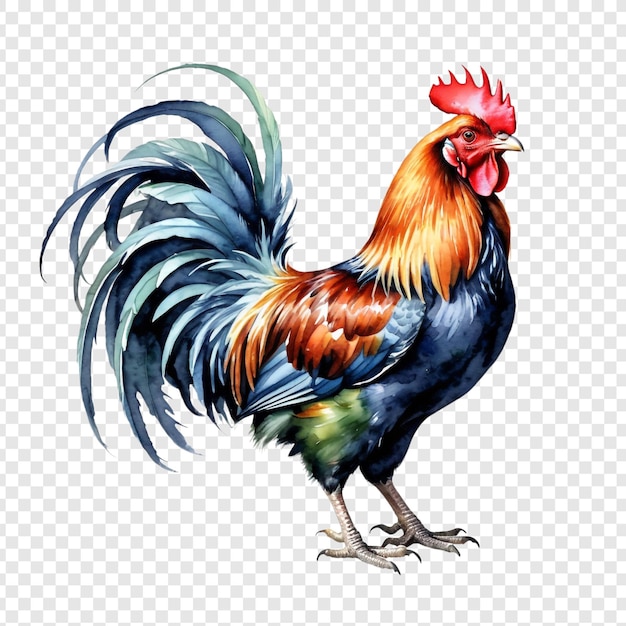 PSD rooster illustration on transparent background