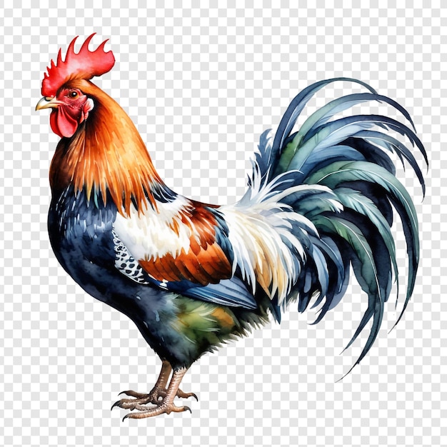 PSD rooster illustration on transparent background