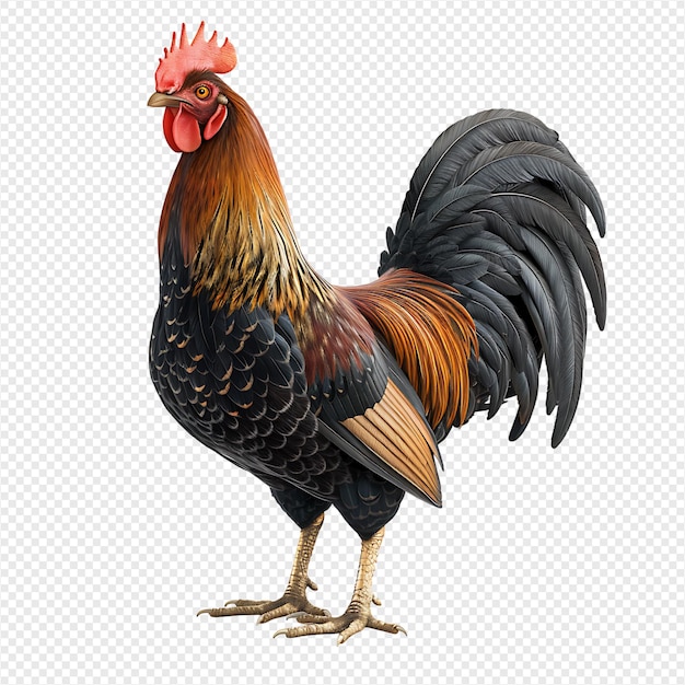 PSD rooster on isolated transparent background