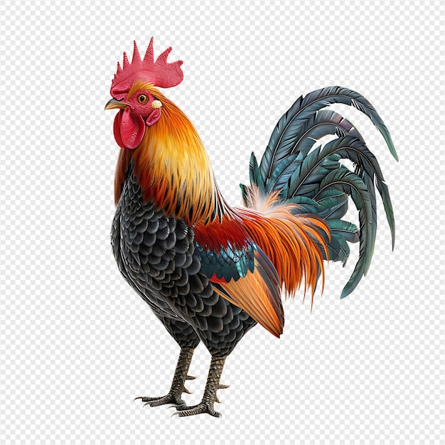 Rooster on isolated transparent background