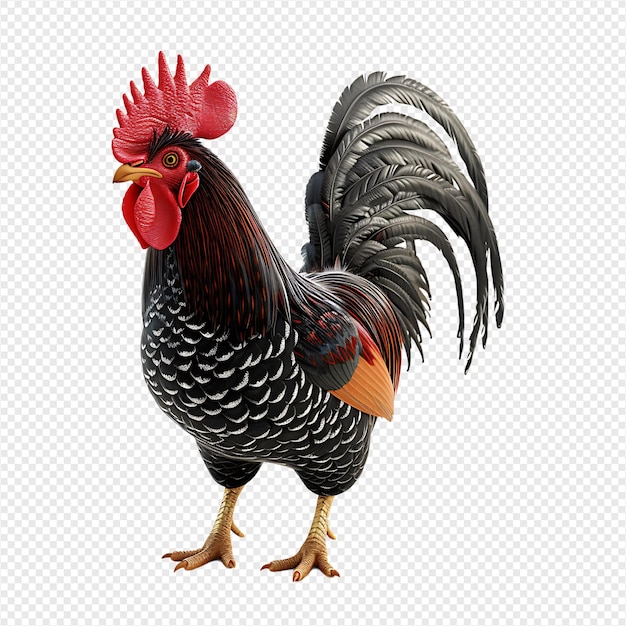 Rooster on isolated transparent background