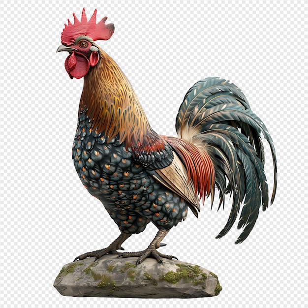 Rooster on isolated transparent background