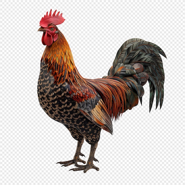 Rooster on isolated transparent background