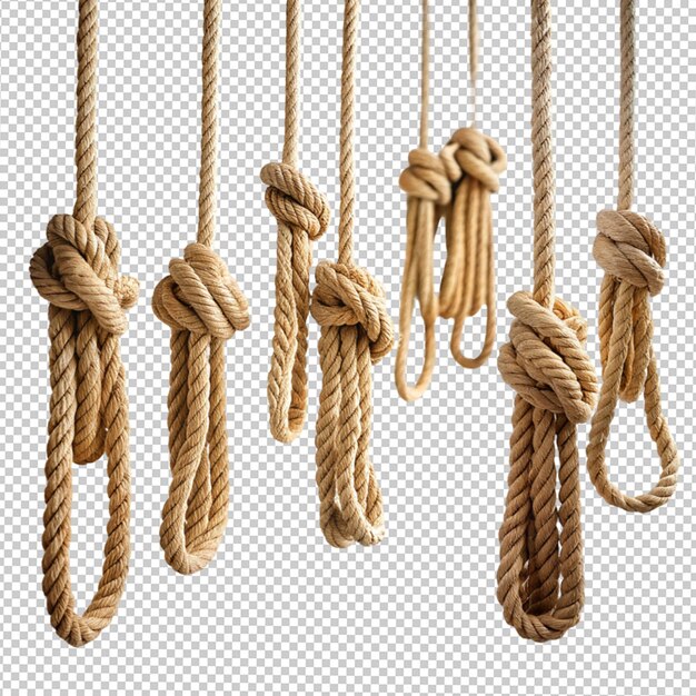 rope pieces hanging on transparent background