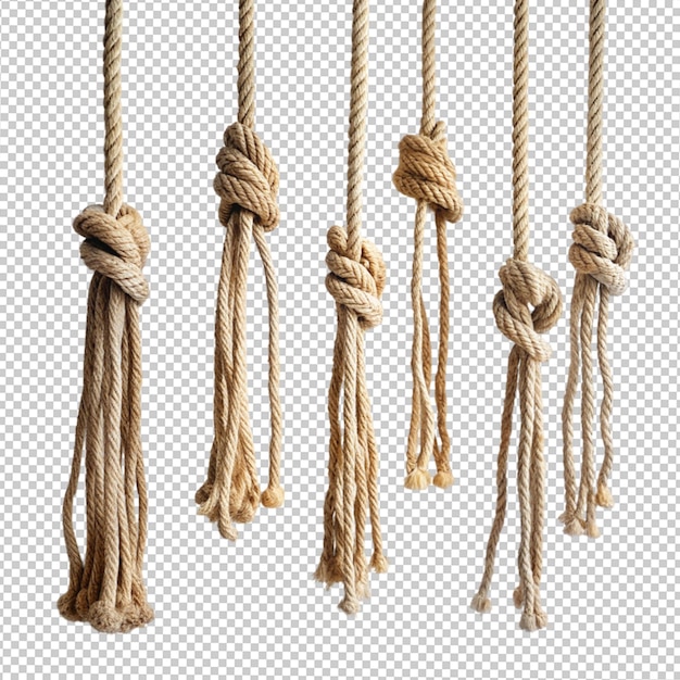 rope pieces hanging on transparent background