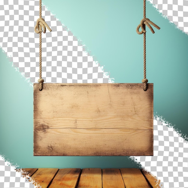 Roped wooden sign with backdrop transparent background