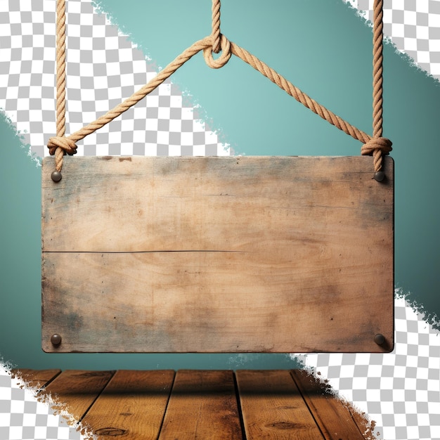 Roped wooden sign with backdrop transparent background