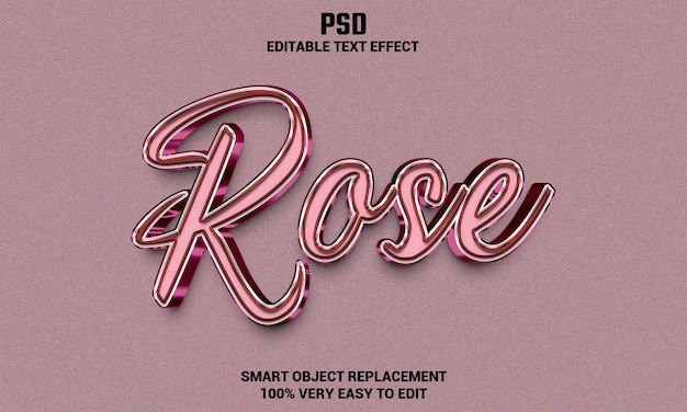 Rose 3d editable text effect with background Premium Psd