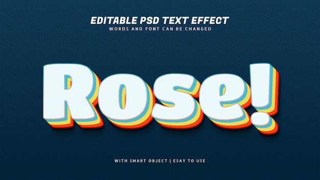 Rose 3d retro style text effect editable