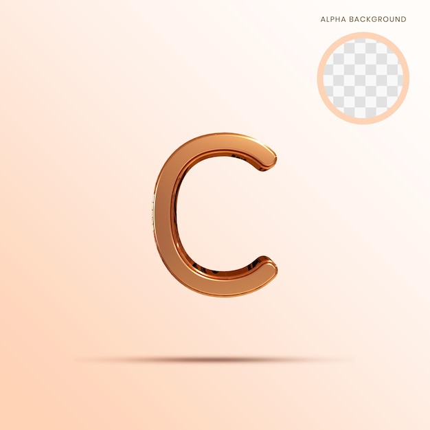 Rose gold Alphabet lowercase c 3D