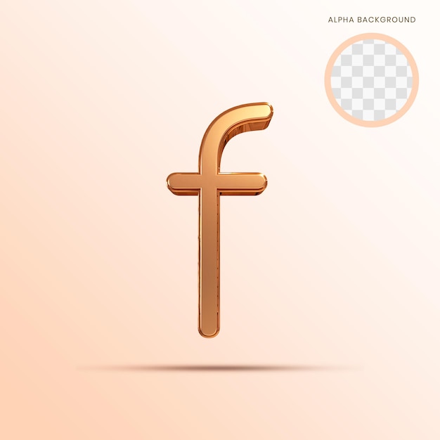 Rose gold Alphabet lowercase f 3D