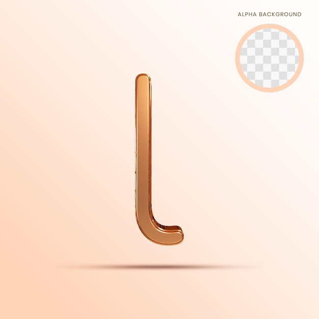 Rose Gold Alphabet lowercase l 3D