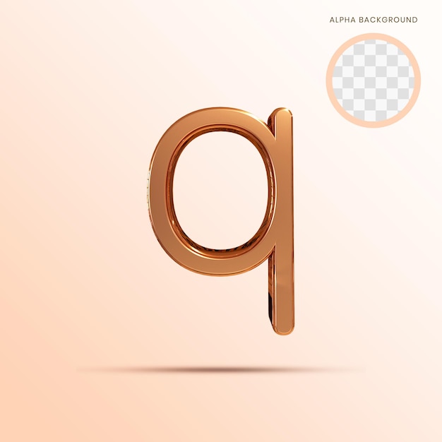 Rose gold Alphabet lowercase q 3D