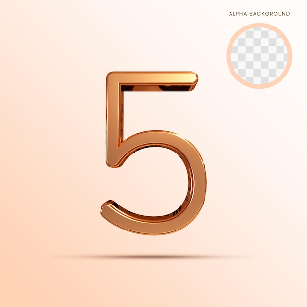 Rose gold Alphabet Number 5 3D