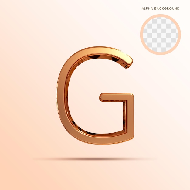 Rose gold Alphabet Upercase G 3D