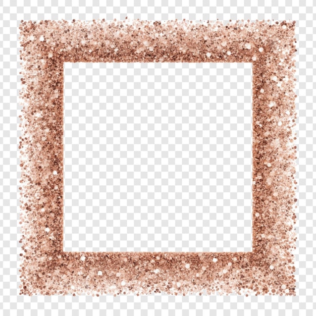 PSD rose gold glitter frame isolated on transparent background