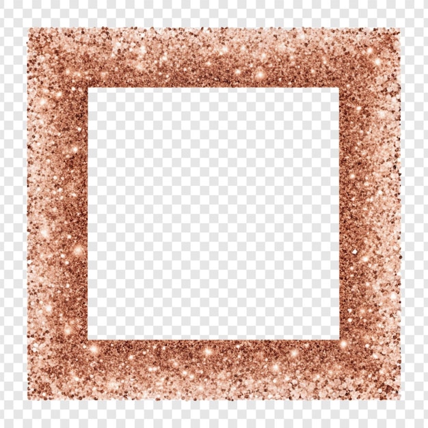 PSD rose gold glitter frame isolated on transparent background