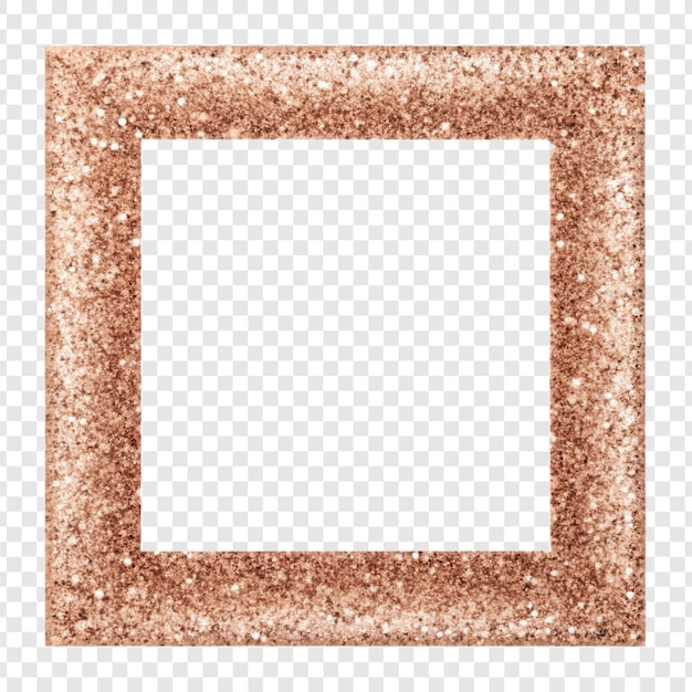 PSD rose gold glitter frame isolated on transparent background