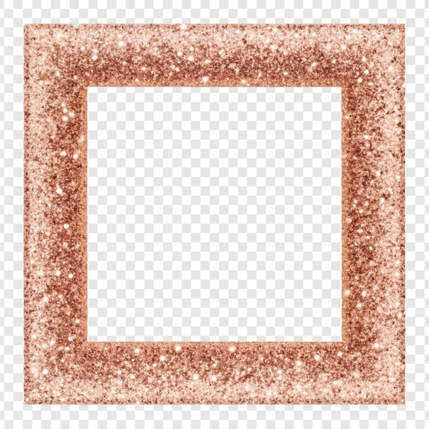 PSD rose gold glitter frame isolated on transparent background