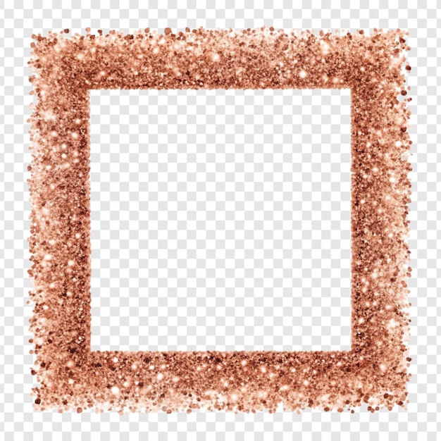 PSD rose gold glitter frame isolated on transparent background