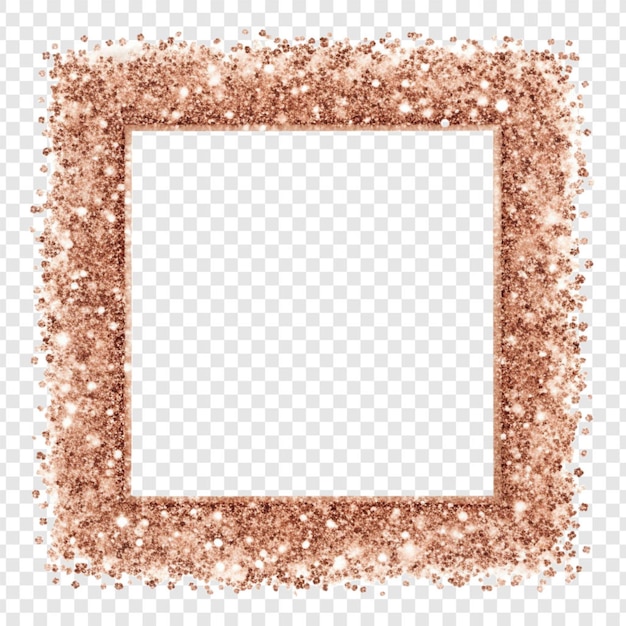 PSD rose gold glitter frame isolated on transparent background