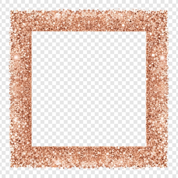 PSD rose gold glitter frame isolated on transparent background