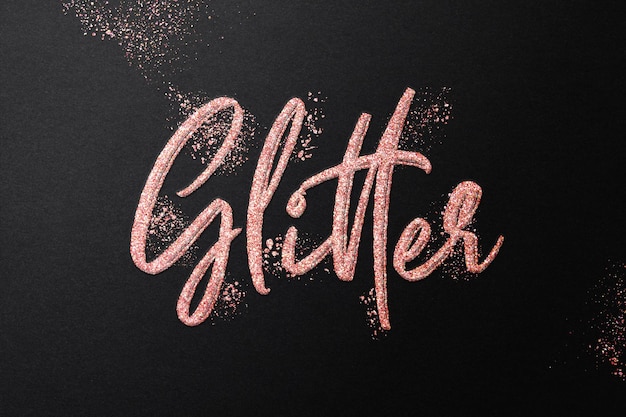 PSD rose gold glitter text effect template