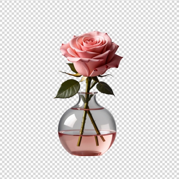 Rose on vase isolated on transparent background