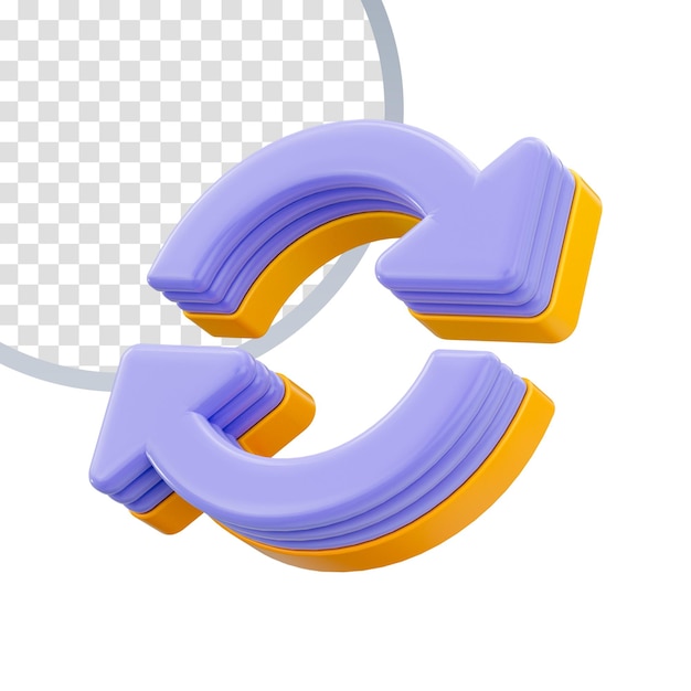 rotate icon 3d render concept on white background